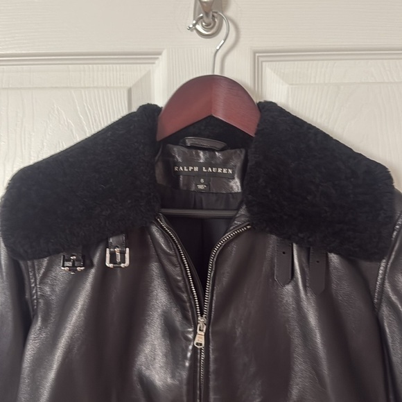 Like new BLACK LABEL Ralph Lauren Black Motorcycle Jacket lamb leather size 6 - Picture 3 of 6